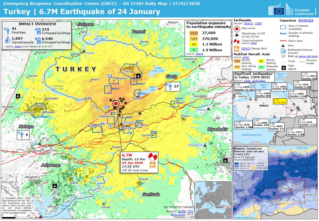 Overall Orange Earthquake Alert In Turkey On 24 Jan 2020 17 55 Utc