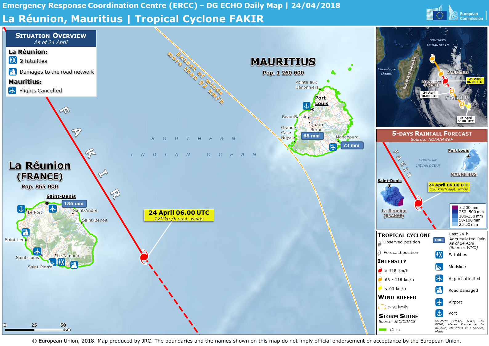 Overall Green Tropical Cyclone Alert For Fakir 18 In Mauritius Miscellaneous French Indian Ocean Islands From 23 Apr 18 12 00 Utc To 18 00