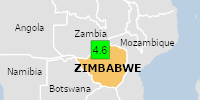 Green earthquake alert (Magnitude 4.6M, Depth:10km) in Zimbabwe 20/12/2024 00:15 UTC, 840 thousand in 100km.