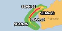 Green alert for tropical cyclone SEAN-25. Population affected by Category 1 (120 km/h) wind speeds or higher is 0  (22335 in Tropical Storm).